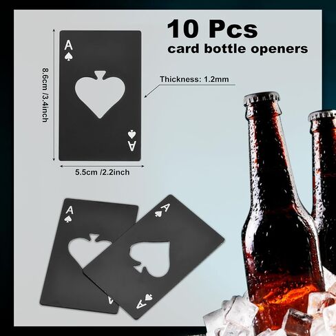 uxcell 10pcs Ace of Spades Bottle Opener, Stainless Steel Credit Card Size Beer Bottle Opener for Wallet Pocket, Can Cap Openers for Wedding Party Bridal Shower Present, Black in Saudi Arabia
