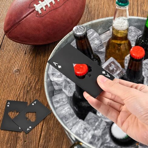 uxcell 10pcs Ace of Spades Bottle Opener, Stainless Steel Credit Card Size Beer Bottle Opener for Wallet Pocket, Can Cap Openers for Wedding Party Bridal Shower Present, Black in Saudi Arabia