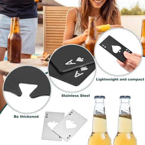 uxcell 10pcs Ace of Spades Bottle Opener, Stainless Steel Credit Card Size Beer Bottle Opener for Wallet Pocket, Can Cap Openers for Wedding Party Bridal Shower Present, Black in Saudi Arabia