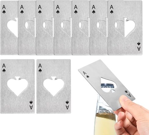 uxcell 10pcs Ace of Spades Bottle Opener, Stainless Steel Credit Card Size Beer Bottle Opener for Wallet Pocket, Can Cap Openers for Wedding Party Bridal Shower Present, Black in Saudi Arabia