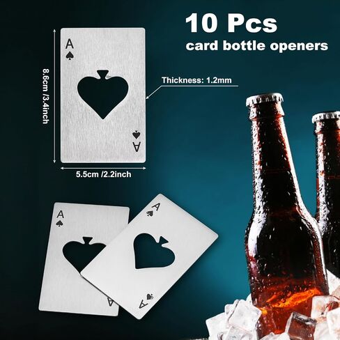 uxcell 10pcs Ace of Spades Bottle Opener, Stainless Steel Credit Card Size Beer Bottle Opener for Wallet Pocket, Can Cap Openers for Wedding Party Bridal Shower Present, Black in Saudi Arabia