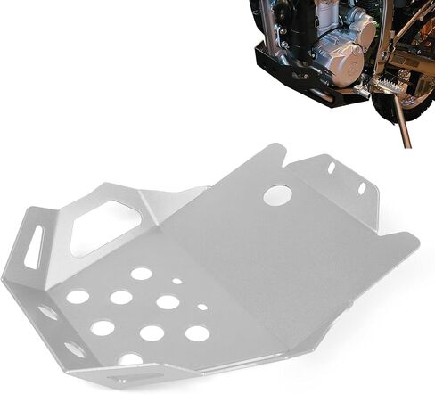 لوحة انزلاقية CHIFUN متوافقة مع Kawasaki KLX250 KLX250R KLX250S KLX300 DS KLX300R 2009-2023 واقي المحرك السفلي للدراجة النارية حماية سفلية من الألومنيوم للبطن باللون الفضي in Kuwait