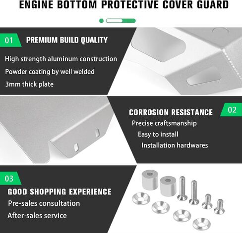 لوحة انزلاقية CHIFUN متوافقة مع Kawasaki KLX250 KLX250R KLX250S KLX300 DS KLX300R 2009-2023 واقي المحرك السفلي للدراجة النارية حماية سفلية من الألومنيوم للبطن باللون الفضي in Kuwait