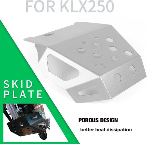 لوحة انزلاقية CHIFUN متوافقة مع Kawasaki KLX250 KLX250R KLX250S KLX300 DS KLX300R 2009-2023 واقي المحرك السفلي للدراجة النارية حماية سفلية من الألومنيوم للبطن باللون الفضي in Kuwait