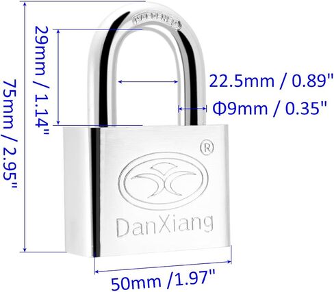 Stainless Steel Padlock - Garden Shackle Locks, Keyed Different & Chrome Finish, Apply to Backpacks/Storage Boxes (50mm Body Wide, Silver) in Saudi Arabia