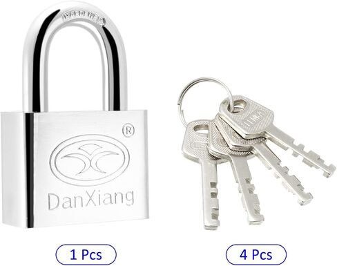 Stainless Steel Padlock - Garden Shackle Locks, Keyed Different & Chrome Finish, Apply to Backpacks/Storage Boxes (50mm Body Wide, Silver) in Saudi Arabia