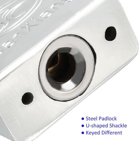 Stainless Steel Padlock - Garden Shackle Locks, Keyed Different & Chrome Finish, Apply to Backpacks/Storage Boxes (50mm Body Wide, Silver) in Saudi Arabia