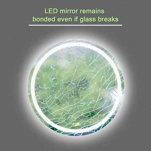 OKISS Round Bathroom Mirror with Lights 24 Inch 3000K/4500K/6400K Wall Vanity Mirror with Anti-Fog Round Led Mirror 3 Color, Dimmable, Memory Smart Touch Button in Saudi Arabia