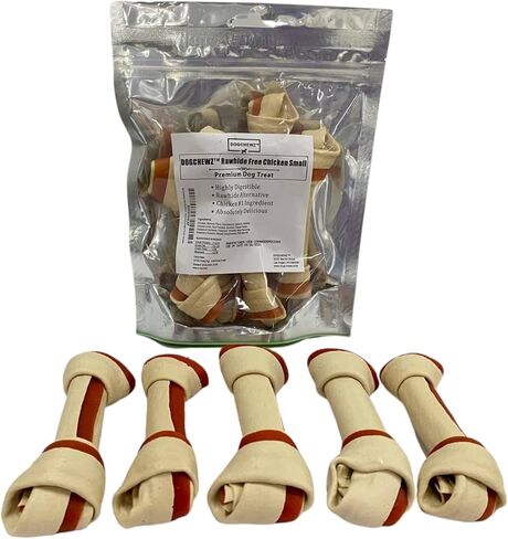 DOGCHEWZ™ حلوى مضغ صغيرة معقودة ثنائية اللون للكلاب مع دجاج ملفوف 3 بوصات (18 قطعة/كيس) - بنكهة الدجاج in Saudi Arabia