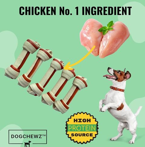 DOGCHEWZ™ حلوى مضغ صغيرة معقودة ثنائية اللون للكلاب مع دجاج ملفوف 3 بوصات (18 قطعة/كيس) - بنكهة الدجاج in Saudi Arabia