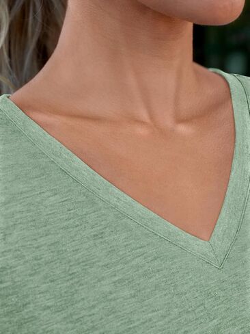 Womens T Shirts Short Sleeve V Neck Tops Female Summer Trendy Soft Tees Casual Shirts Loose Outfits Lightweight Clothes in Saudi Arabia