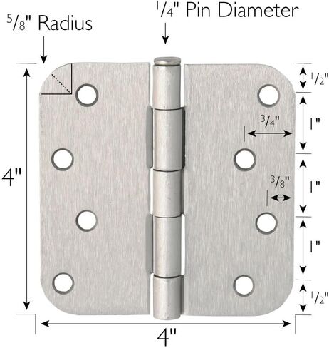 12-Pack Rounded Steel Door Hinges, Oil Rubbed Bronze - 4-inch x 4-inch Interior Hinges, 5/8-inch Radius, Fits Standard Doors – Design House 189977 in Kuwait