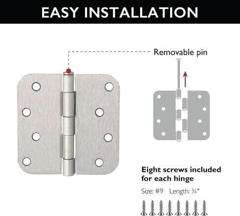 12-Pack Rounded Steel Door Hinges, Oil Rubbed Bronze - 4-inch x 4-inch Interior Hinges, 5/8-inch Radius, Fits Standard Doors – Design House 189977 in Kuwait