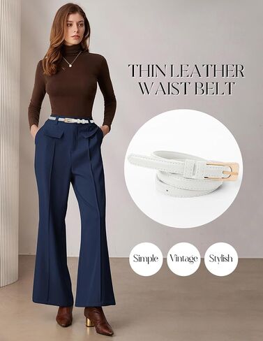 GRACE KARIN Women Skinny Leather Belts PU Leather Belt Thin Waist Belt for Jeans Dress with Gold Buckle in Saudi Arabia
