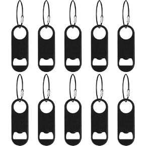 50 Pack Stainless Steel Flat Bottle Opener with Keychain 3.5 inch Flat Beer Bottle Opener Keychain Black Mini Metal Bottle Opener for Bartender Kitchen Bar Restaurant (50 Pcs)