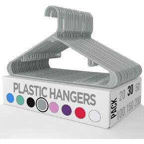 Utopia Home Plastic Hangers 50 Pack - Clothes Hanger with Hooks - Durable & Space Saving Coat Hanger - Heavy Duty White Hangers - Skirt Hangers