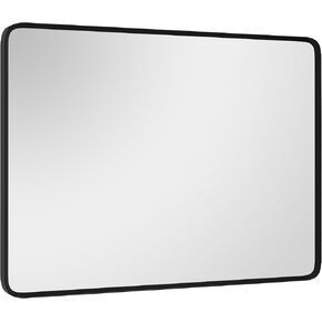 HOMCOM 36 x 24 Inch Wall Mirror, Aluminum Frame Rectangular Wall Mirrors Decorative Mirror, 5-Layer Float Technology Mirror for Home Decor, Bathroom, Corner Hangs (Horizontal/Vertical)