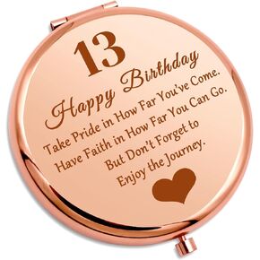13 Year Old Birthday Gifts Sweet 13 Gifts for Girls Compact Makeup Mirror Granddaughter 13th Birthday Gifts 13 Year Old Gifts13th Birthday Party Gifts for Bff Turning Thirteen Folding Makeup Mirror