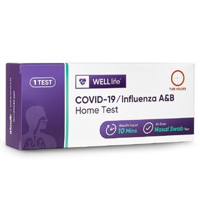 WELLlife COVID-19/Influenza A&B Home Test, Self Test for Flu A/B and COVID-19, Results in 10 Minutes with Non-invasive Nasal Swab, FDA EUA Authorized -[1 Test]