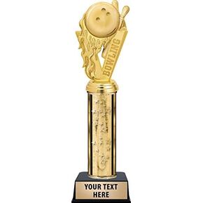 Crown Awards Bowling Fireball Trophies - Gold Stars Bowling Fireball Trophy with Custom Engraving Prime