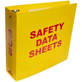 Brady 2025 3" Diameter Rings, Polyethylene, Red On Yellow Color Standard MSDS Binder, Legend "Material Safety Data Sheets"