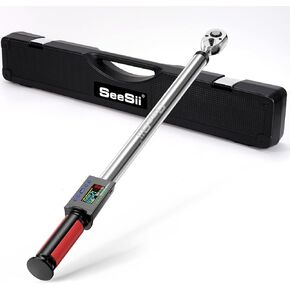 Seesii Digital Torque Wrench 1/2" Drive(12.5-250.8ft-lbs/17-340N.m), 2% Torque Accuracy Electric Torque Wrench with 3 Adjustable Modes, Torque Wrench Digital with Buzzer LED Flash for Car Care DH340