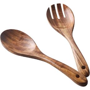 Muso Wood Acacia Salad Servers,10-inch,set of 2 (Acacia salad servers)