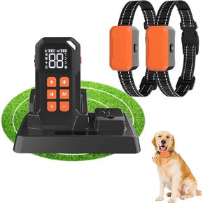 Wireless Dog Fence with 1 Training Collar - 2-in-1 Electric Fence for Dogs，IP67 Waterproof Pet Beep Vibration Shock Boundary Containment System for Small Medium Large Dogs