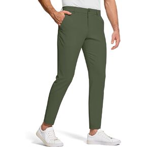 Men's Golf Dress Pants 30" Inseam Stretch Skinny Tapered Lightweight Breathable Chino Trousers with Pockets for Casual Work