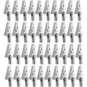 Alligator Clip Spring Clamps 51mm/2inch test line Crocodile Clip Silver Tone Alligator Clips Nickel Plated Crocodile Clamps, used in laboratory electric testing work and Cable Lead Clip 40Pcs