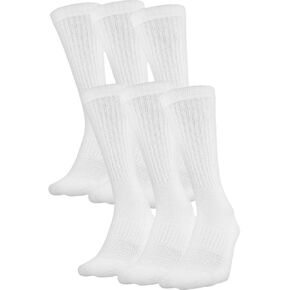 Under Armour Training Cotton Crew Sock - 6-Pack White, 10.0-13.0