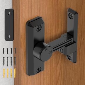 Sliding Barn Door Lock, 90/180 Degree Hardware Heavy Duty Screen Door Latch, Flip Gate Latches for Barn Door, Garden, Cabinet, Bathroom, Outdoor, Fence, Pet Door (White-1pc)
