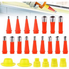 Universal Integrated Rubber Nozzle Tool Kit Caulking Tool Kit 22 Pcs Caulking Finisher Nozzle Caulking Nozzle Applicator Finishing Tool Stainless Steel Nozzle Tips Set for Bathroom Kitchen Doors