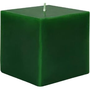 Inch, Hunter Green Square Pillar Candle, 3" L x 3" W x 3" H