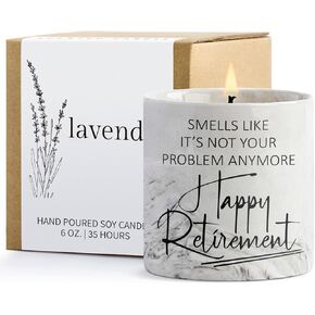 FreeJac Retirement Gifts for Women Men Retirement Candle for Coworker Boss Farewell Gifts Funny Retirement Gifts for Friend Teacher Nurse Goodbye Gifts Retired Gifts for Woman Lavender Candle