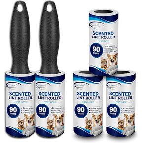 Air Jungles Scented Lint Roller 450 Sheets, Fresh Linen Scent, Extra Sticky, Portable Pet Lint Remover for Pet Hair, Clothing, Car, Furniture, Carpet, Dog & Cat Hair Lint Remover