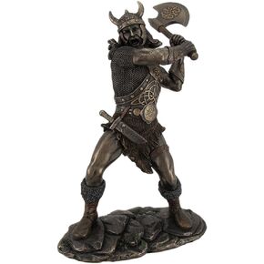 Veronese Design 11.25" Tall Viking Axe Warrior Battle Stance Cold Cast Resin Antique Bronze Finish