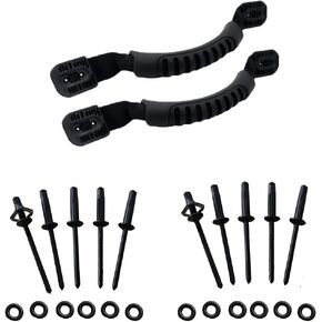 10PCS 3/16"(4.8mm) Black Aluminum Lantern Rivet,All Aluminum Rivet with Round Washer,Kayak Rivets for Kayak, Canoe and Boat Accessories+2 PCS Kayak Carry Handles Fit for Most Kayaks