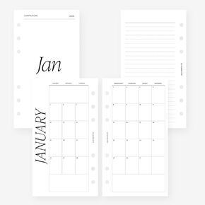 شركة MAY PAPER CO. 2024 إعادة تعبئة المخطط الشهري الشخصي، شهر على صفحتين لـ Filofax Personal، LV MM 6 جداول حلقات (كلاسيكية شهرية (بداية الأحد))