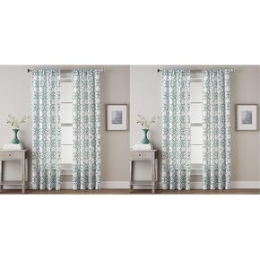 CHF Lotus Harmony Geometric Print Curtain Panel, 63 in, Charcoal