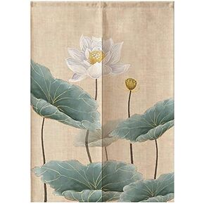 MYRU Lotus Pattern Japanese Noren Tapestry Bedroom Divider Door Curtain (Lotus-C,33 by 59 Inch)
