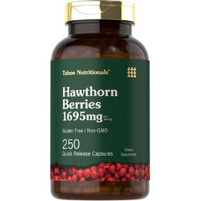 Hawthorn Berry Capsules | 1695mg | 250 Capsules | Non-GMO, Gluten Free Extract