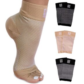 Plantar Fasciitis Foot Care Compression Socks Sleeve with Arch & Ankle Support (Dotted Black, Large UK Size 8-12, 2 Pack)