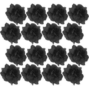 Tinksky 50pcs Silk Rose Flower Heads for Hat Clothes Album, Black, Size 4.5