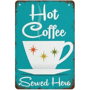 Mid Century Modern Kitchen Art Metal Tin Sign Retro Coffee Cup Cafe Sign Kitchen Decor Coffee Art Scandinavian Design Atomic Art Vintage Tin Sign Tin Sign Room Home Decor Signs 8x5.5 Inch
