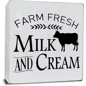 علامة مزرعة TEOUIOS، لوحة صندوق خشبي أبيض، صناديق زخرفية خشبية، لافتة ديكور منزلي، ديكور رف المطبخ الريفي، هدية الترحيب بالمنزل الجديد، 15.24 سم × 15.24 سم in Kuwait