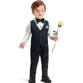 Yilaku Boys Suits Ring Bearer Outfit Toddler Suits with Vest+Shirt+Pants Sets Kids Dress Clothes for Wedding 2-7 Years