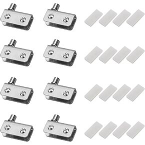 4 Pair Stainless Steel Glass Door Pivot Hinge, Silver Hinges for 5-8mm Thickness Glass Door Cabinet Doors Bathroom Doors (40x10x20mm)
