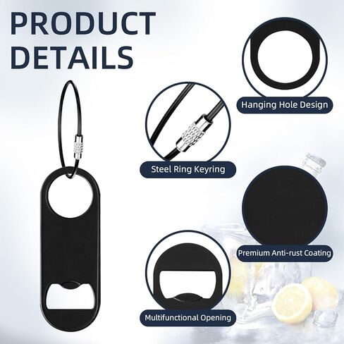 50 Pack Stainless Steel Flat Bottle Opener with Keychain 3.5 inch Flat Beer Bottle Opener Keychain Black Mini Metal Bottle Opener for Bartender Kitchen Bar Restaurant (50 Pcs) in Kuwait