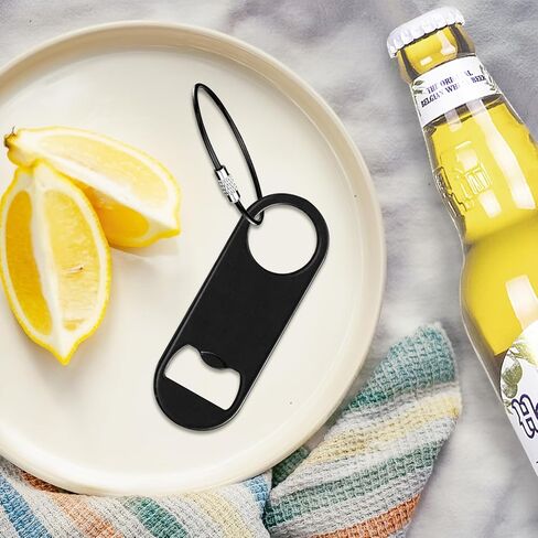 50 Pack Stainless Steel Flat Bottle Opener with Keychain 3.5 inch Flat Beer Bottle Opener Keychain Black Mini Metal Bottle Opener for Bartender Kitchen Bar Restaurant (50 Pcs) in Kuwait